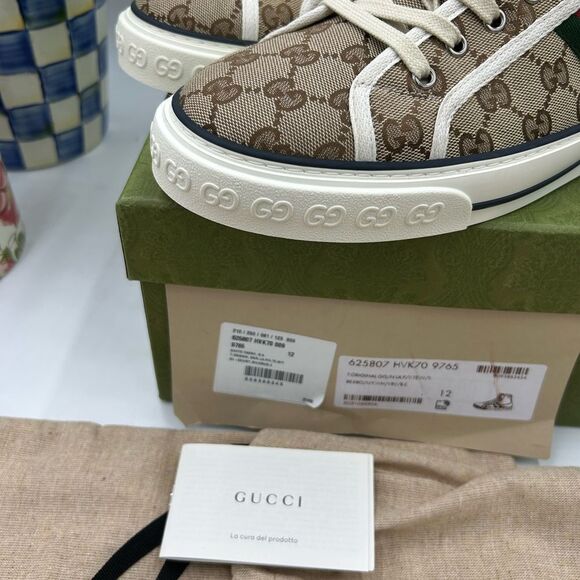 Men's Gucci 1977 tennis high top sneakers size 12 made in Italy - Picture 7 of 10